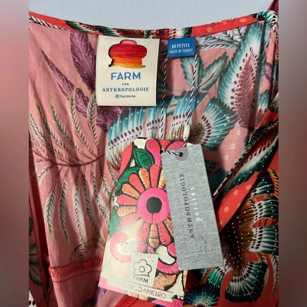 New FARM Rio Vibrant Orange Floral High Low Dress 100% viscose - Picture 4 of 8